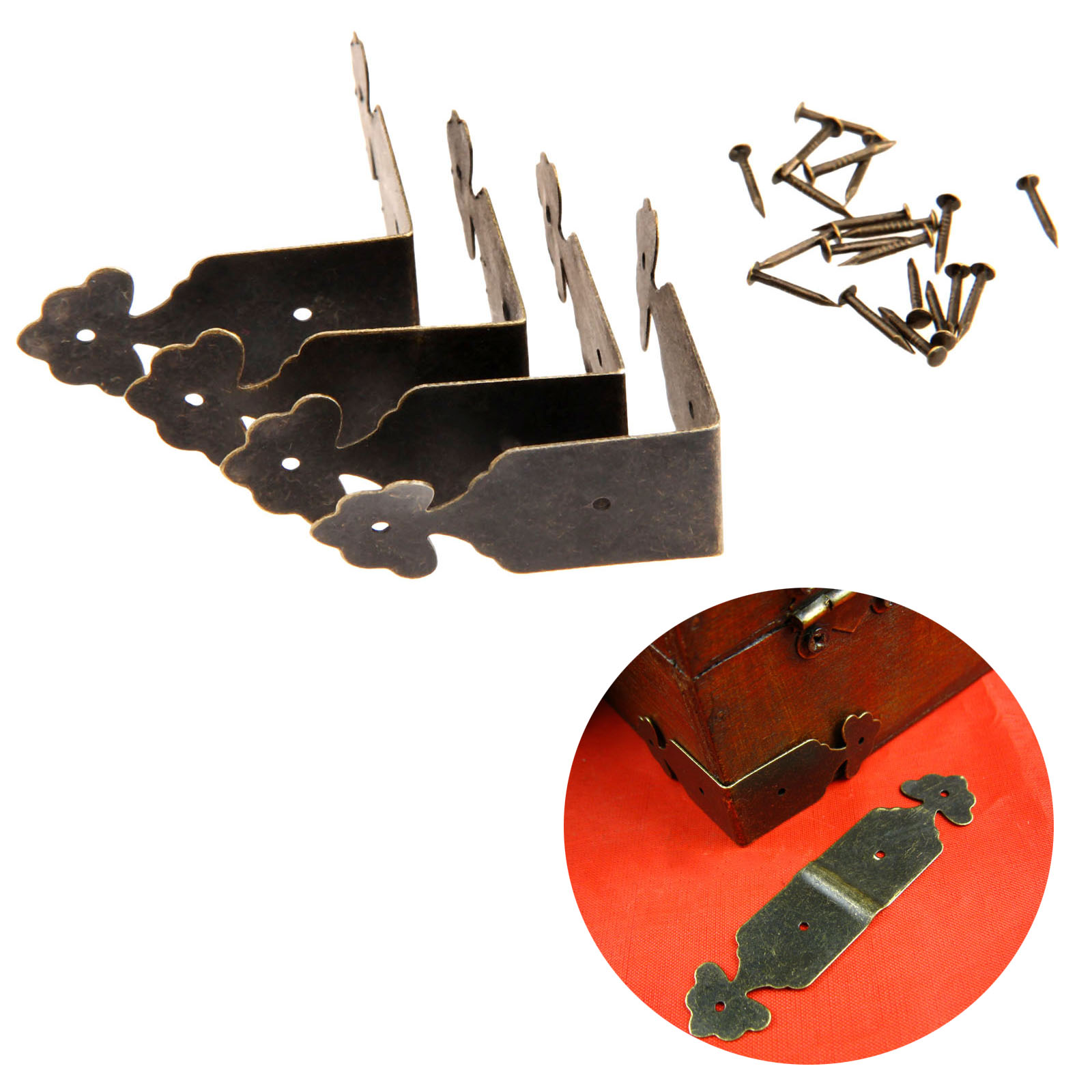 Furniture Hardware Antique - 4 Pcs Dekoratif Pelindung Sudut Besi