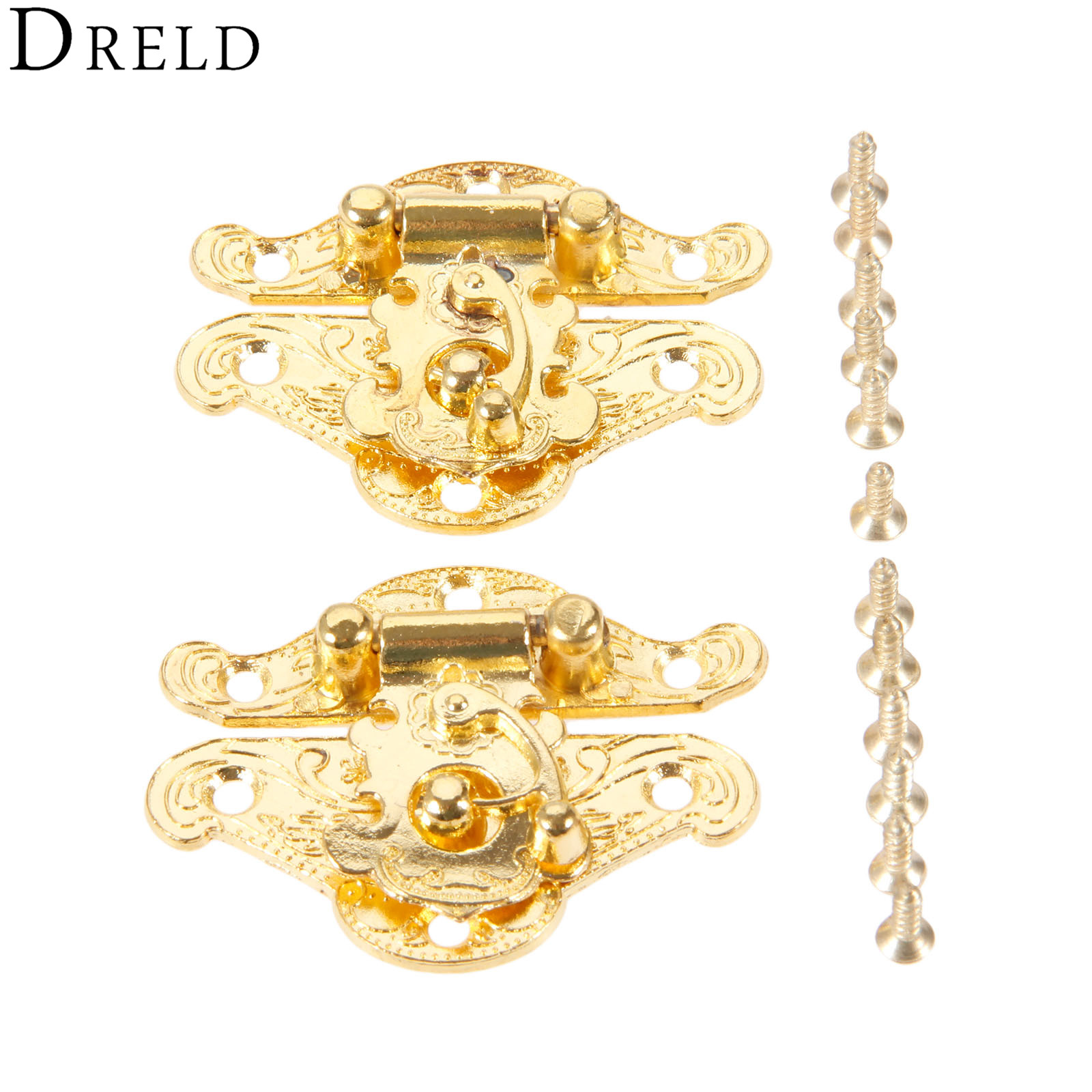 Furniture Hardware Antique - Drold 2 Buah Grendel Box Emas